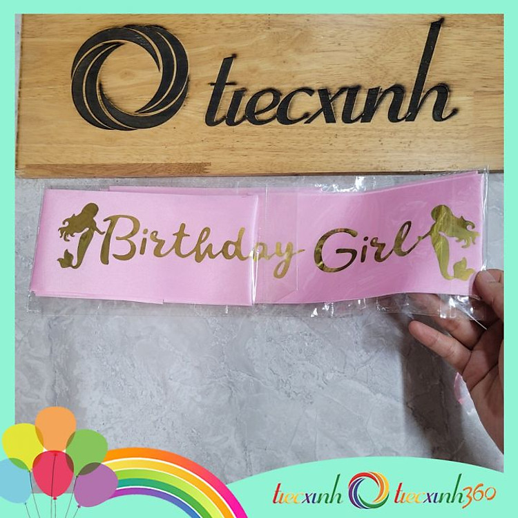 Băng đeo chéo sinh nhật tiệc xinh Birthday Girl tiên cá - Trắng - Ảnh 3