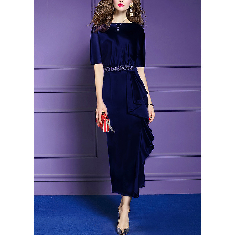 Đầm ôm đuôi cá cách điệu kiểu đầm ôm dự tiệc phối tà bèo sang trọng ROMI3052