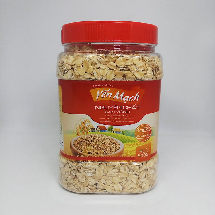 Hộp 500g Yến Mạch Nguyên Chất Cán Mỏng Gia Khánh