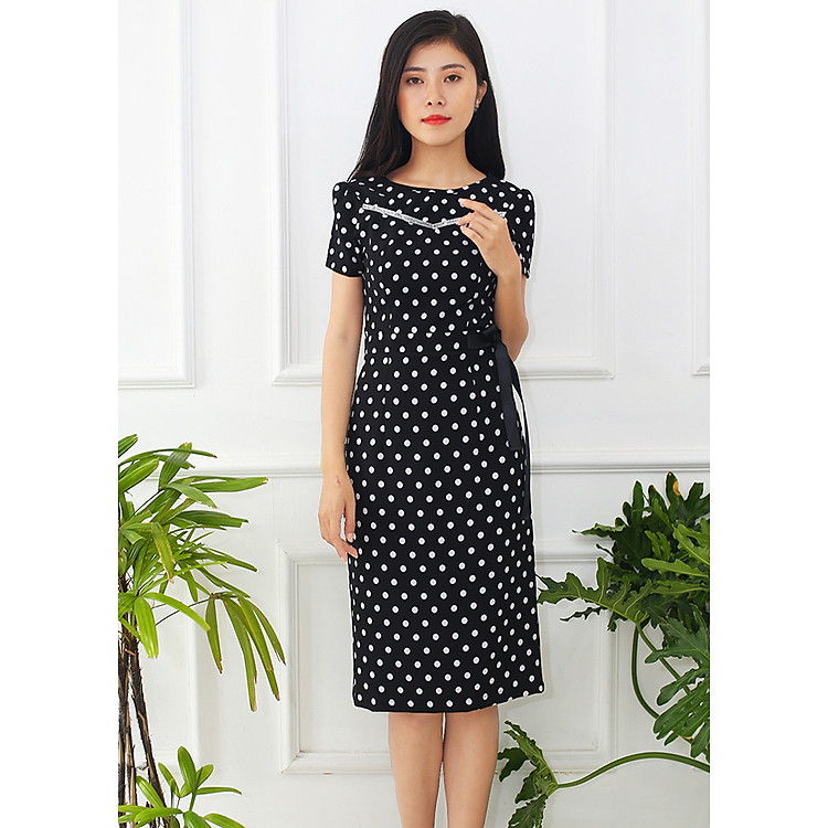 Đầm ôm dự tiệc kiểu đầm ôm nơ eo phối ruy băng kim tuyến ROMI3046