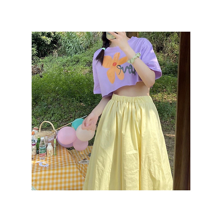áo croptop in hoa nổi cực xinh
