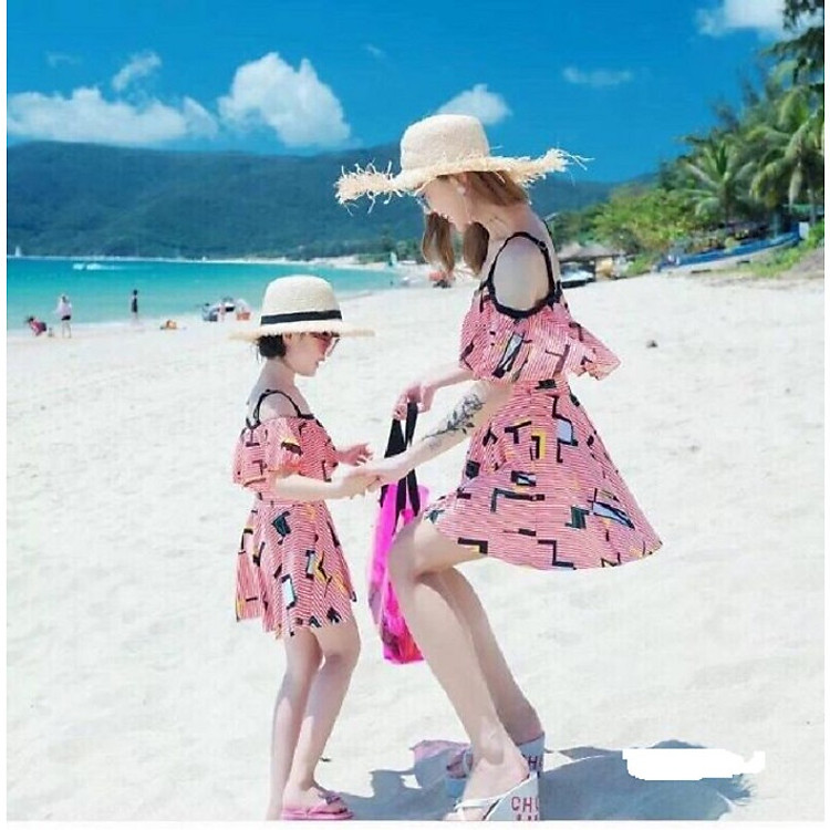 sét mẹ và bé thun lạnh hở vai