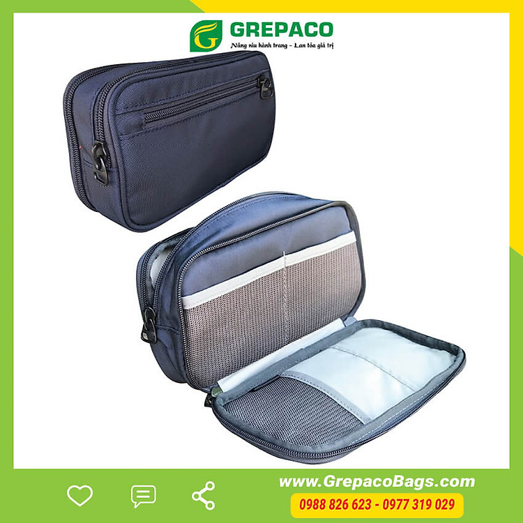 Túi Hộp Đựng Bút Viết Grepaco Bằng Vải Bố Canvas (Size Lớn)