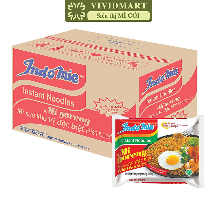 INDOFOOD - Mì xào khô Indomie Goreng vị Đặc biệt, Mì Indomie vị Đặc biệt, Mì xào Indomie, Mì Indomie Indonesia (85g/gói)