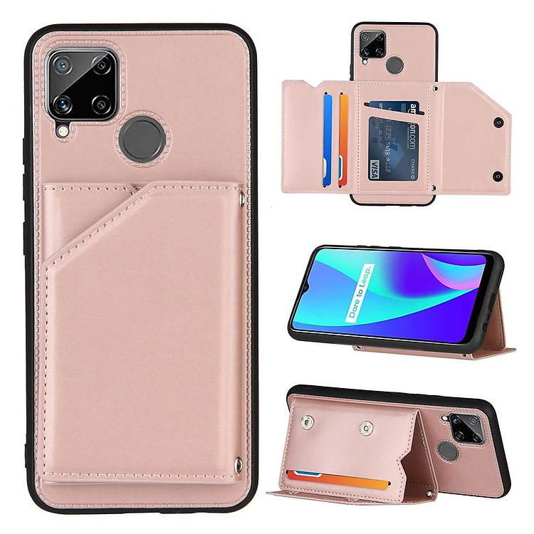 Ốp lưng điện thoại dạng ví da có ngăn đựng thẻ cho OPPO A7 A5S A12 Realme C15 C11 C3 Realme 7 7i 6 6i 5 5s