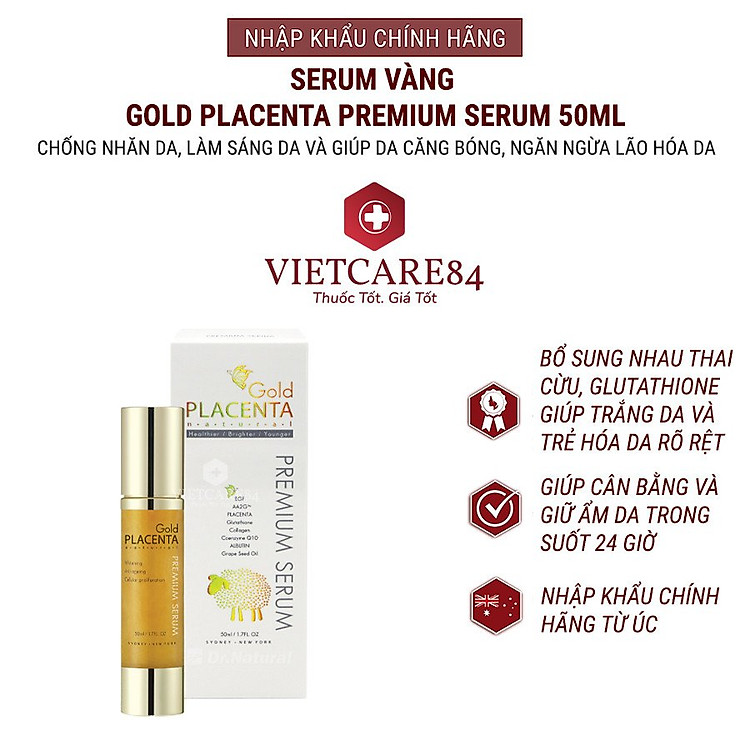 Serum Vàng Dr Natural Astragrace Gold Placenta Premium 50ml | Giúp Trắng Da, Ngăn Ngừa Lão Hóa - Nhập Khẩu Chính Hãng