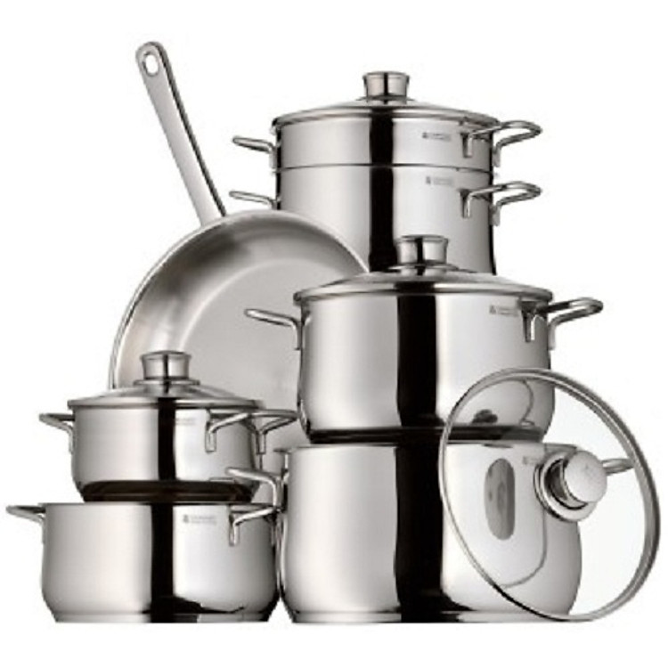 Bộ nồi Wmf Diadem Plus 6 - 7 món, vung kính cường lực, thép inox cao cấp, quai không nóng, đun được bếp từ, bếp hồng ngoại, bếp điện, bếp ga. Bảo hành 2 năm