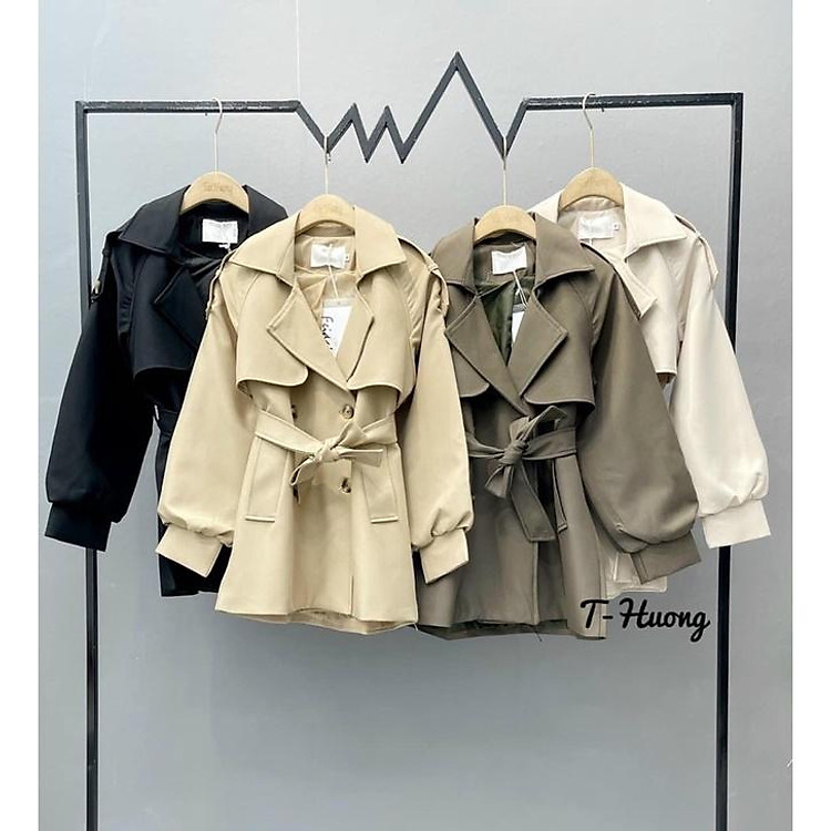 Áo Mangto Dáng Ngắn M0003 Sz S M Cổ Bẻ Túi Áo Kèm Đai Buộc Nơ Mặc Tôn Dáng Lịch Sự Dễ Mix Đồ Hàng QCCC