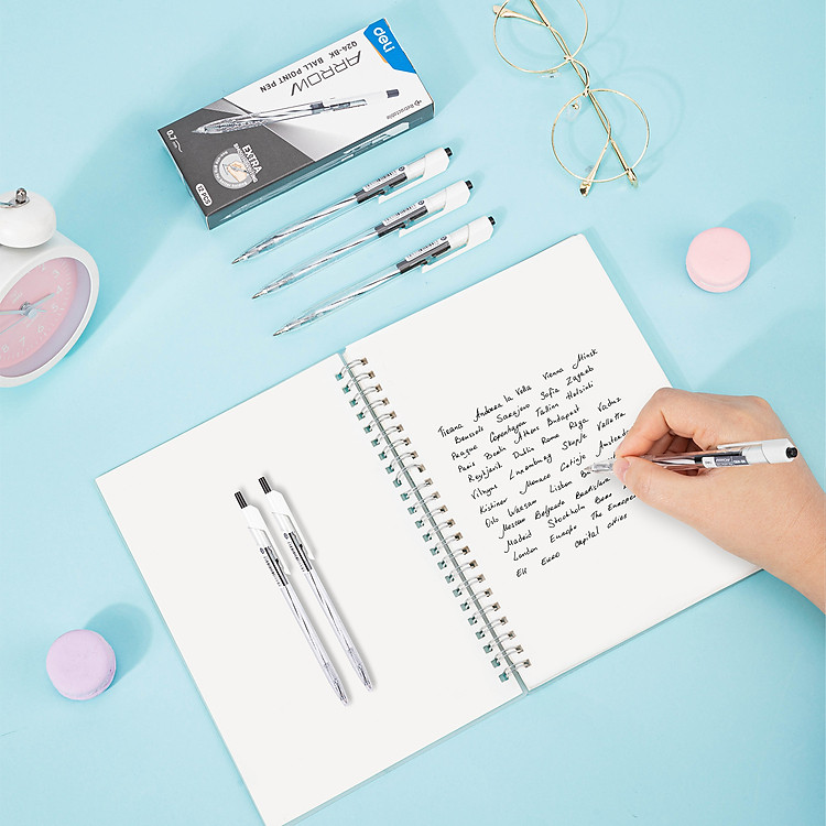 Bộ Bút Bi Deli (12 chiếc) - Mực xanh/đen/đỏ - Đầu ngòi 0.7mm - Ảnh 5