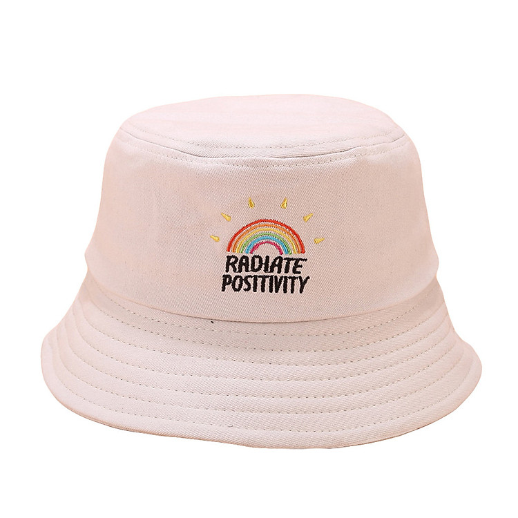 Fashion Women Rainbow Print Canvas Foldable Outdoors Bucket Hat Sun Hat Cap
