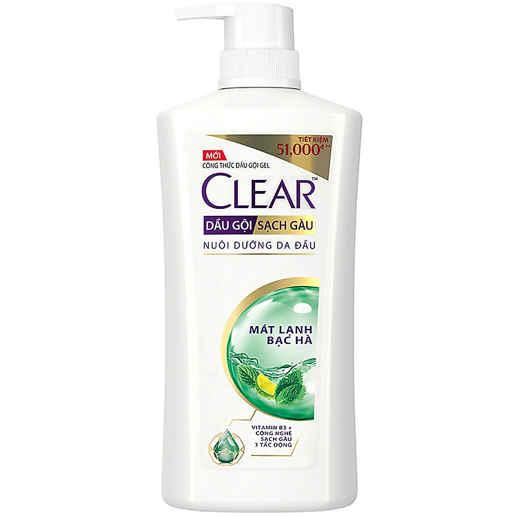 Dầu Gội Clear Sạch Gàu Dầu Gội Sạch Gàu Mát Lạnh Bạc Hà 3X Sức Mạnh Đánh Bay Gàu, Ngứa, Vi Khuẩn 630g