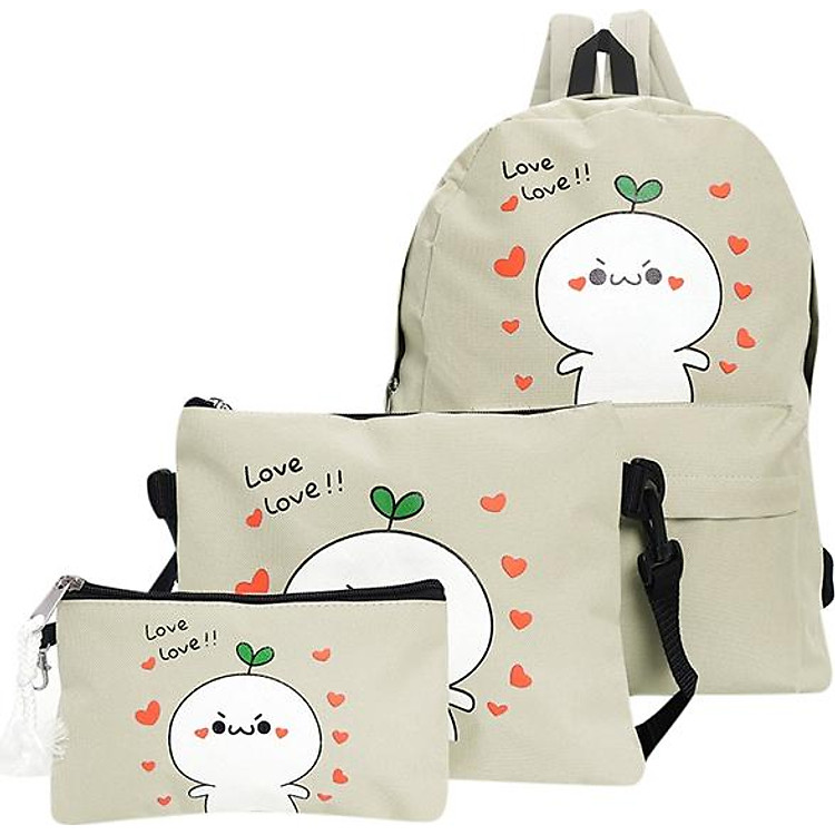 Combo Balo + Túi Botusi BLLOVEXAM - Kem