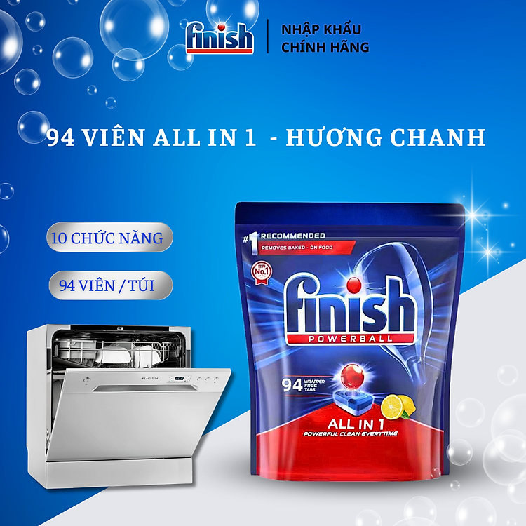 Viên Rửa Bát Finish 90 Viên Dùng Cho Máy Rửa Bát chén