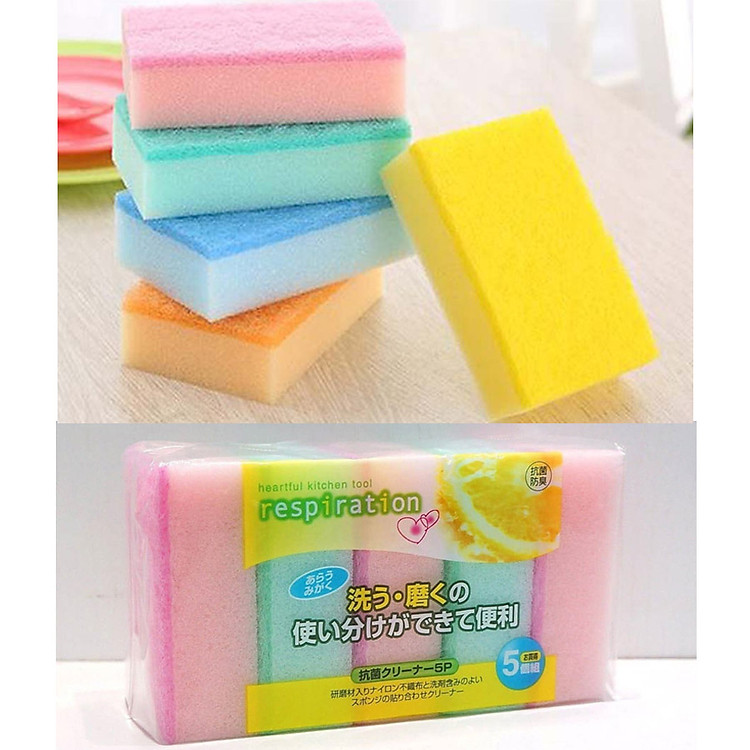 Bộ 2 set miếng xốp cọ nồi rửa bát siêu sáng bóng sạch sẽ - Hàng nội địa Nhật