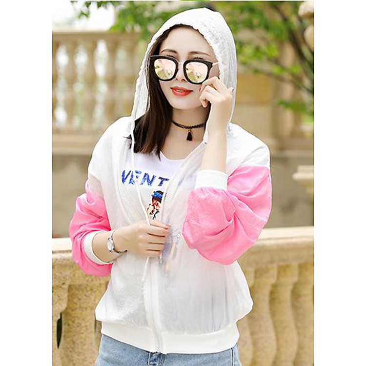 Áo khoác nhẹ chống nắng tay cánh rơi phối màu