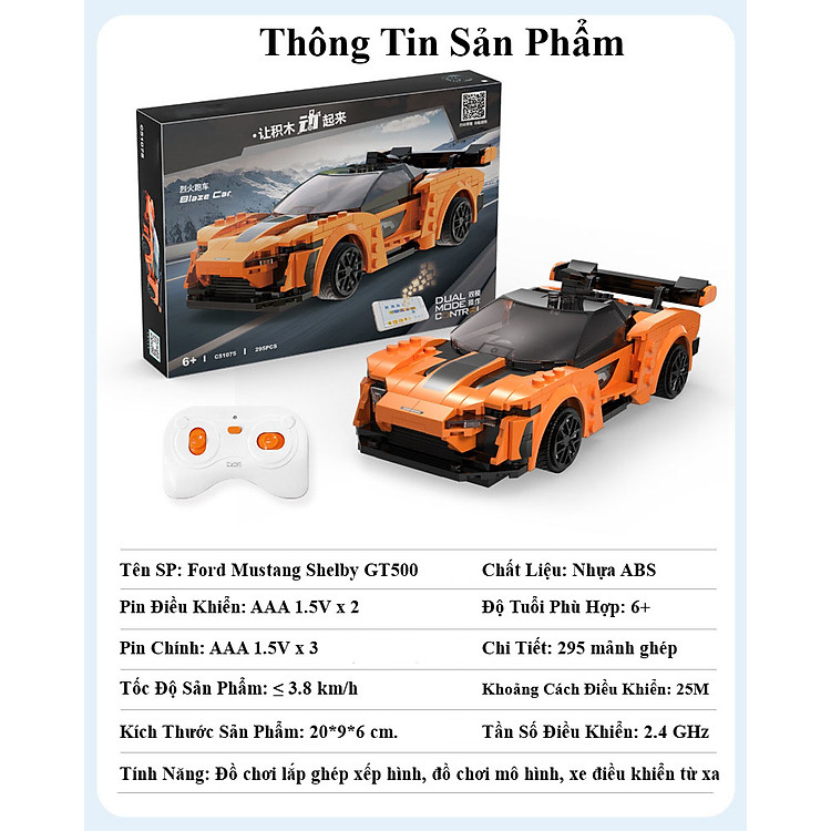 Bộ Đồ Chơi Xếp Hình Xe Đua Ford Mustang Chính hãng Giá tốt - Hình ảnh 3