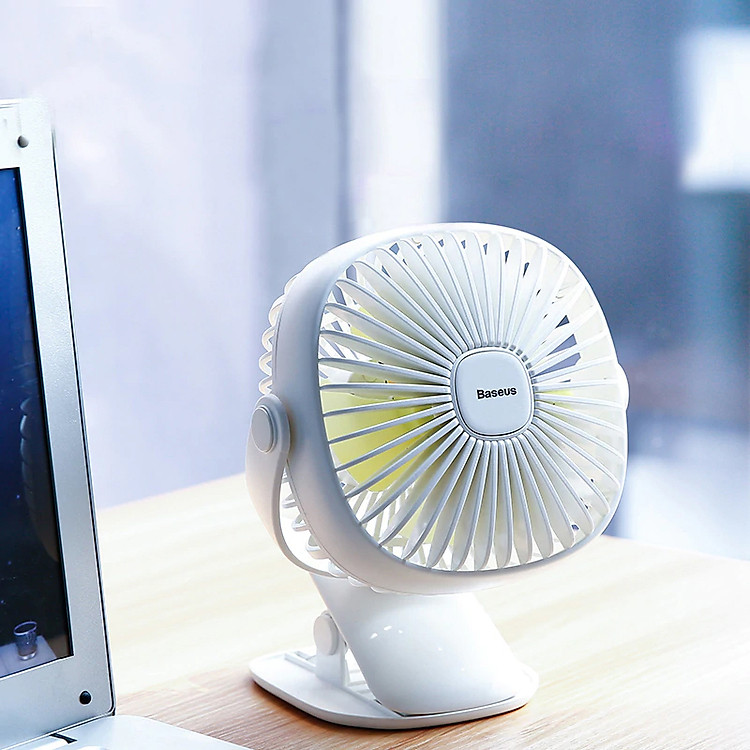 Quạt mini Baseus để bàn xoay 360 độ kiêm kẹp kiêm đen ngủ siêu tiện lợi - Hàng chính hãng