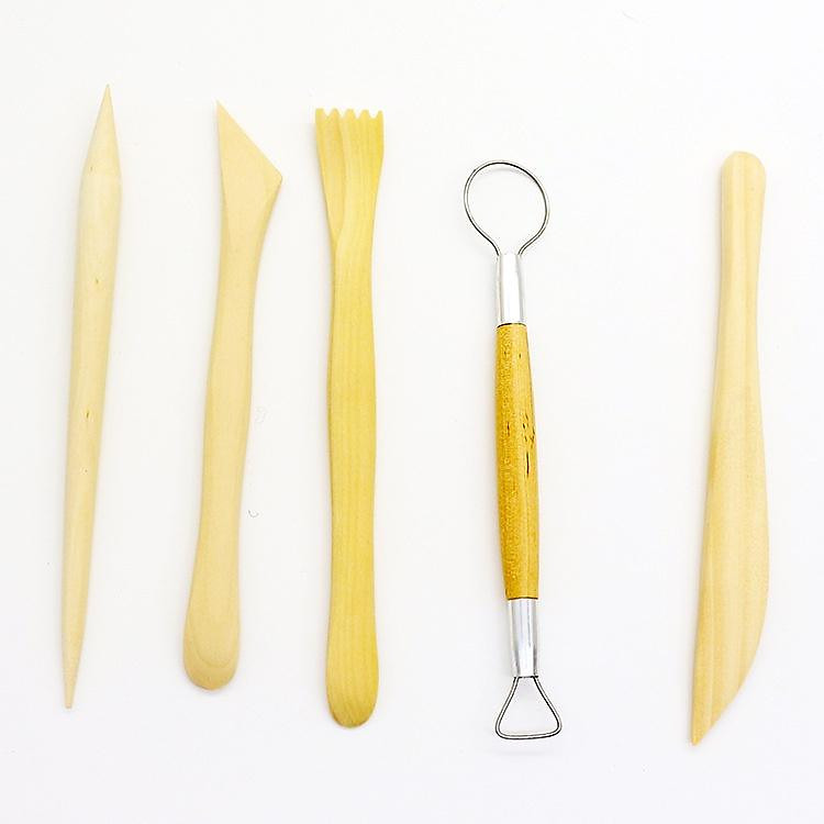 Bộ dụng cụ điều khắc đất sét, làm gốm bằng gỗ bao gồm 5 món