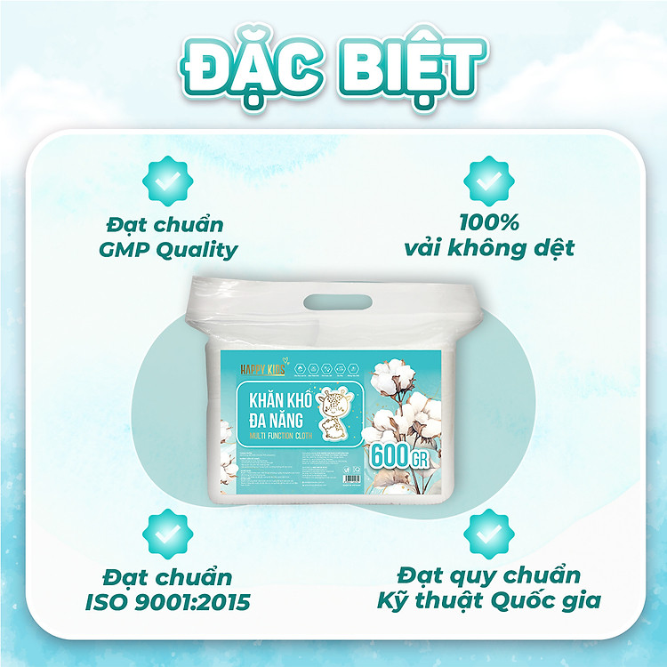 Combo 3 khăn vải khô HappyKids 600GR Giá rẻ - Hình ảnh 4