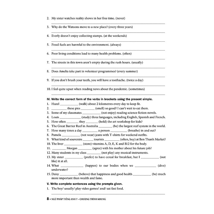 Ngữ Pháp Tiếng Anh 7 (Theo Chương Trình Khung Của Bộ Giáo Dục Và Đào Tạo) - Ảnh 7