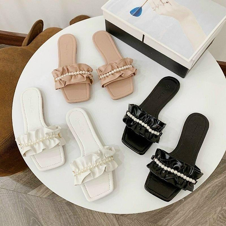 DÉP QUAI NGANG PHỐI CHUỖI NGỌC NHỎ KIỂU DÁNG XINH - E20