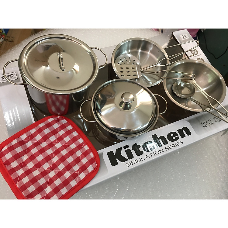 Bộ đồ chơi nấu ăn 11 chi tiết bằng inox cho bé