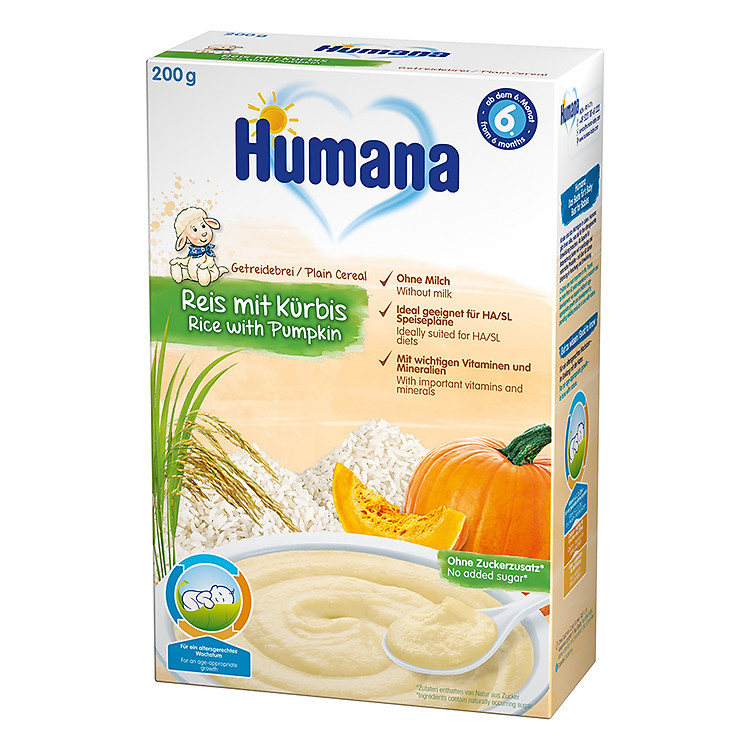 Bột Dinh Dưỡng Ăn Dặm Humana Gạo - Bí Đỏ (200g)