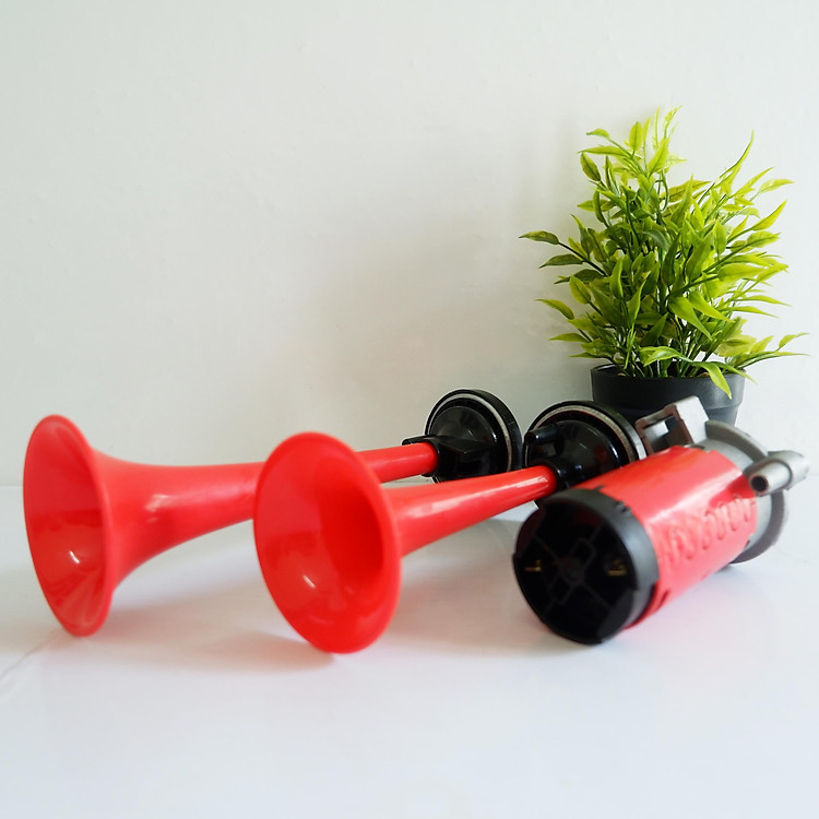 Còi hơi ô tô âm thanh cực lớn A34 - 24v + Tặng kèm 1 Đèn lazer đuôi xe ô tô, xe máy chống sương mù