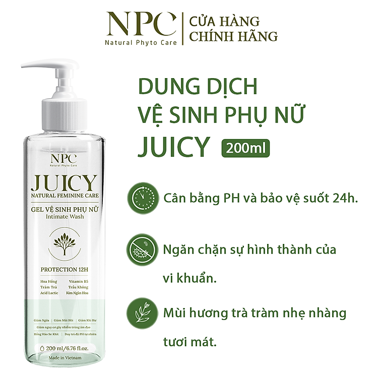 Gel vệ sinh phụ nữ Juicy chai 200ml tinh chất thiên nhiên