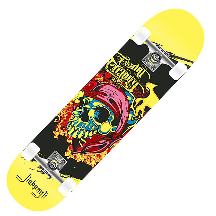 Ván Trượt Mặt Nhám Chống Trơn Trượt Size Lớn 80 x 20cm, Bánh Cao Su, Mặt Ván Trượt Nhám gỗ ép 7 lớp (màu vàng)