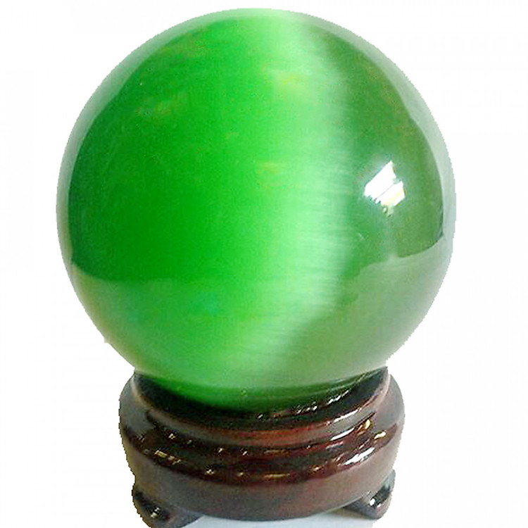 Quả Cầu Phong Thủy Đá Mắt Mèo Xanh Lá - Xoay Chuyển Vận Mệnh - Hợp Mệnh Mộc , Hỏa