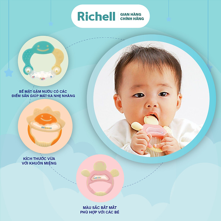 Gặm nướu tròn Richell Con rùa Chính hãng Giá tốt - Hình ảnh 3