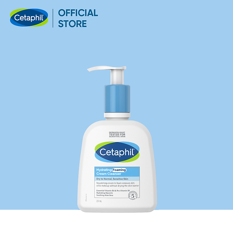 Sữa Rửa Mặt Tạo Bọt Dịu Lành Cho Da Nhạy Cảm Cetaphil Hydrating Foaming Cream Cleanser 236ml