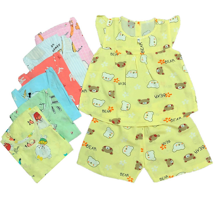 Set 3 Bộ Quần áo Tole lanh Bé Gái - Mẫu đùi Cánh Tiên cài nút sau - Size 1-16 cho bé 5-43kg - Hàng Việt Nam chất lượng