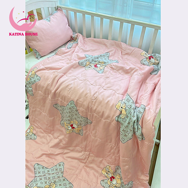 Bộ chăn gối cho bé Katina House, vải tencel siêu mềm mát, mịn êm, phù hợp 5-10 tuổi