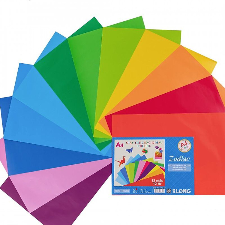 Giấy thủ công Couche A4 (12 màu) - Ảnh 3