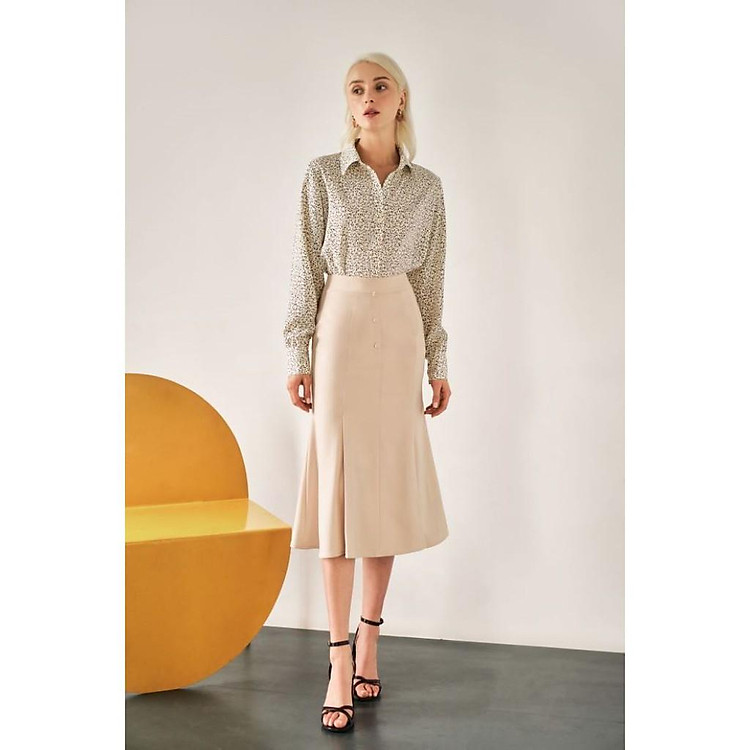 Atous Chân váy đuôi cá khuy trước KELLY