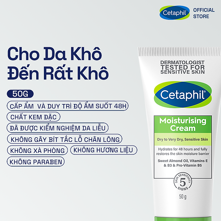 Combo Sữa Rửa Mặt Tạo Bọt Cetaphil Hydrating Foaming Cream Cleanser 236ml + Kem dưỡng ẩm CETAPHIL MOISTURISING CREAM 50G - Ảnh 3