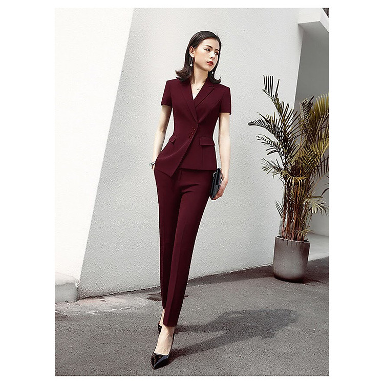 Sét nguyên bộ vest quần ống ôm 2 túi giả xinh xắn