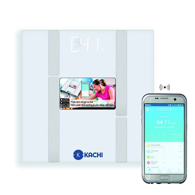 Cân phân tích cơ thể & sức khỏe thông minh Kachi MK134 - Hàng chính hãng