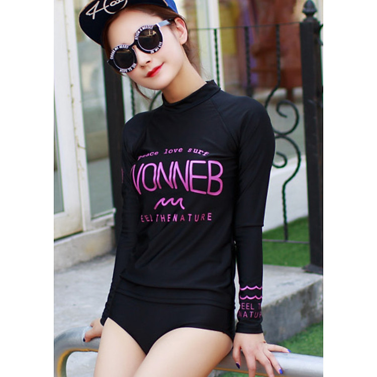 Bộ Đồ Bơi Tay Dài Vải Thun Lạnh Bền Đẹp AT061 MayHouse Kiểu Dáng Korea - Không Phai Màu - Co Giãn Tốt