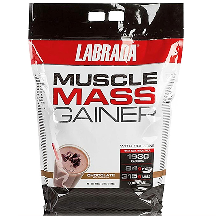Sữa Tăng cân & Tăng cơ - Muscle Mass Gainer từ Labrada - Cung cấp Calories, Protein, BCAAs & 20 Loại Vitamin Khoáng chất - Hỗ trợ tăng cân tăng cơ nhanh cho người gầy kén ăn, khó hấp thụ thức ăn tự nhiên