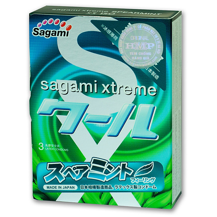 Bao cao su Sagami Xtreme Spearmint (Hộp 03 Chiếc)