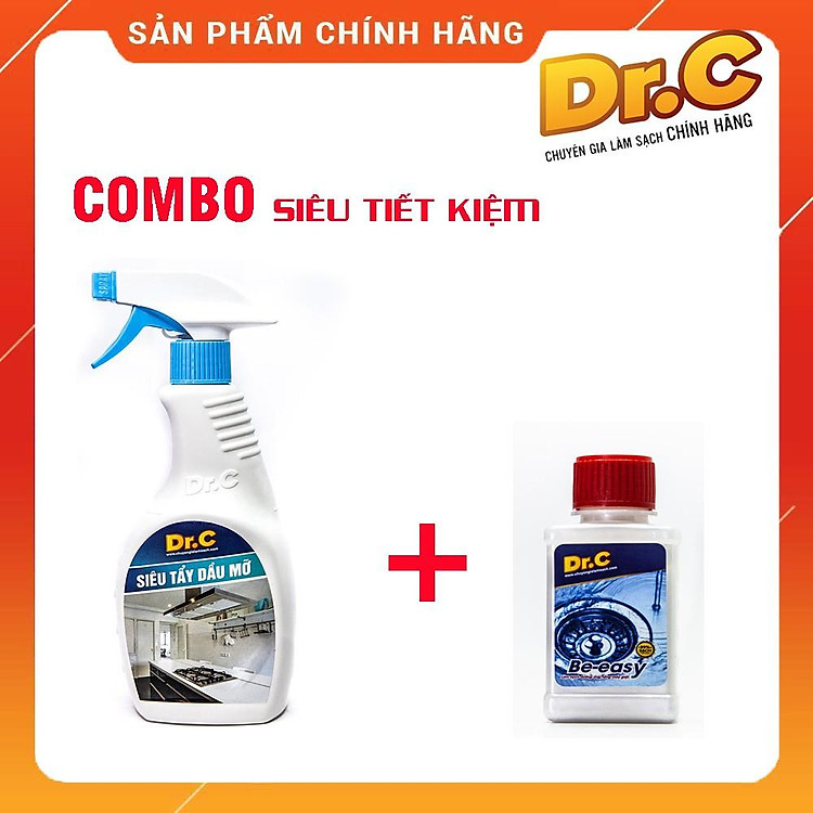 Combo Dr.C CHÍNH HÃNG siêu tiết kiệm ( Siêu tẩy dầu mỡ Dr. C + Làm sạch đường ống, cống thoát, lồng giặt bessy)