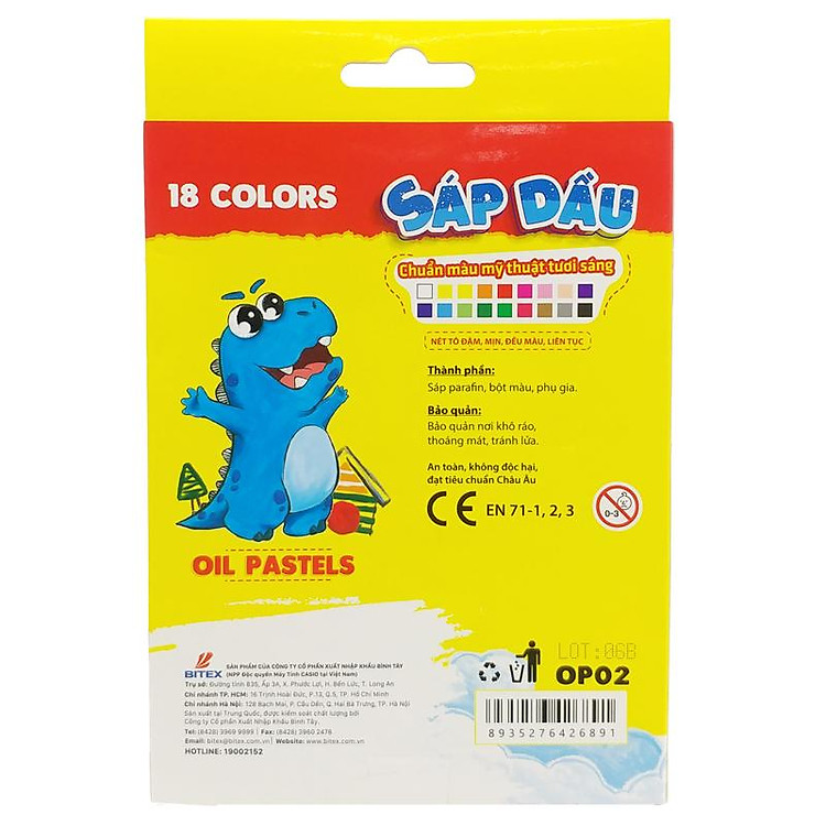 Sáp Dầu 18 Màu Dino - Ảnh 3