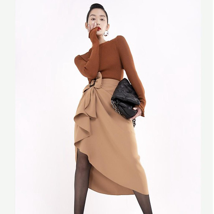 Chân váy nâu nữ SIXDO