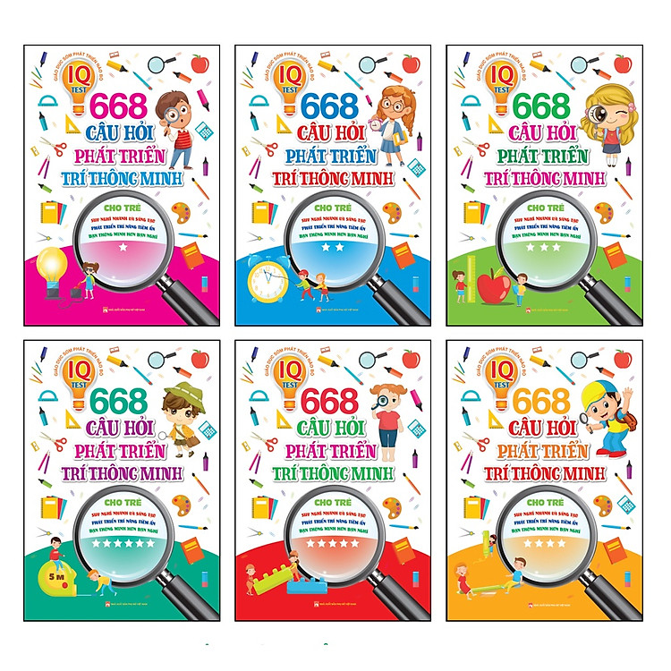Phát Triển Trí Tuệ IO - Trọn Bộ 6 Quyển 668 Câu Hỏi Phát Triển Trí Thông Minh Cho Trẻ -( Bìa Mềm )