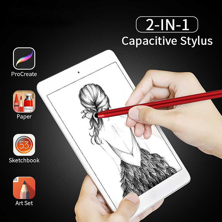 2 in 1 Stylus Pen Capacitive Screen Touch Pencil Drawing Pen for Tablet Android Smartphone