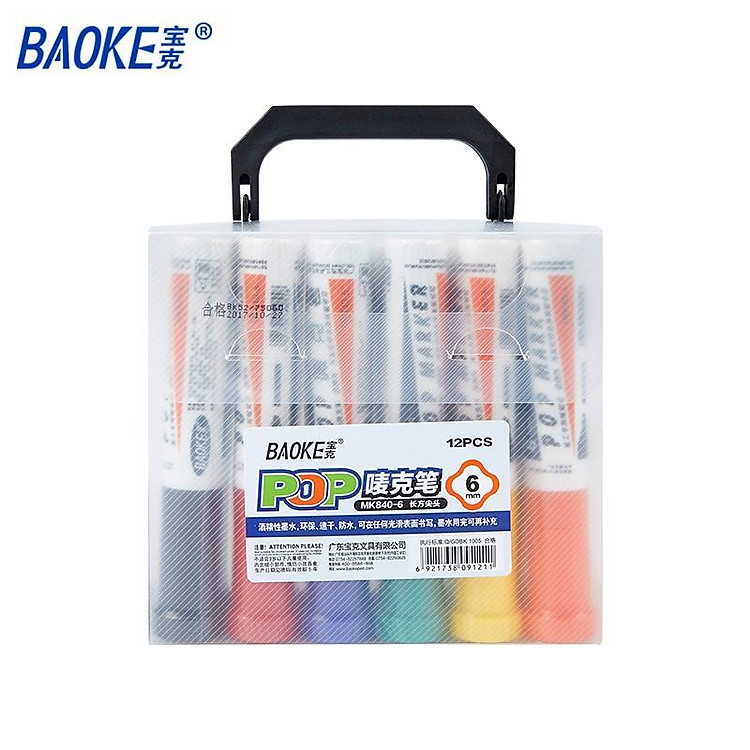 Bút Marker BAOKE (12 màu, ngòi 6mm) - Ảnh 2