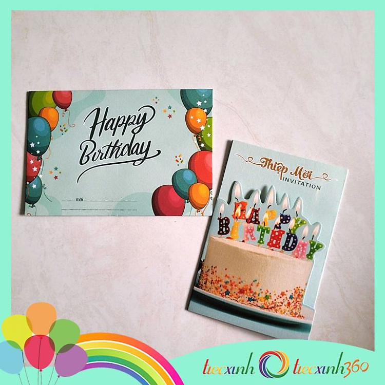 Thiệp Mời Sinh Nhật Hình Bánh Kem Happy Birthday (5 chiếc) - Ảnh 4